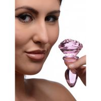 XR Brands Pink Rose - Plug anal de cristal - Pequeño, imagen 4