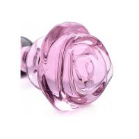 XR Brands Pink Rose - Plug anal de cristal - Pequeño, imagen 5