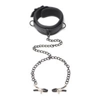 XR Brands Collared Temptress - Collar con pinzas para pezones