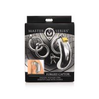 XR Brands Forged Captor - Jaula de Castidad de Acero Inoxidable con 3 Anillos, imagen 2
