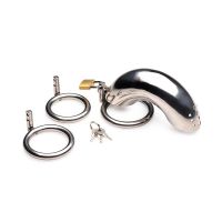 XR Brands Forged Captor - Jaula de Castidad de Acero Inoxidable con 3 Anillos, imagen 4