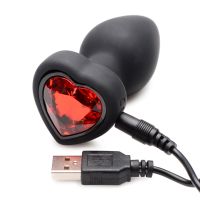 XR Brands Silicona Vibrador Corazón Rojo - Plug Anal con Mando a Distancia - Pequeño, imagen 7