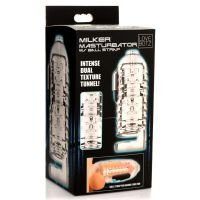 XR Brands Milker Masturbador de TPE con ball strap - Transparente, imagen 4