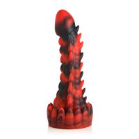 XR Brands Demon Rising - Dildo de Dragón Escamoso de Silicona - Rojo/Negro