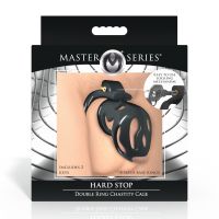 XR Brands Hard Stop - Jaula de castidad con doble anillo - Negro, imagen 3