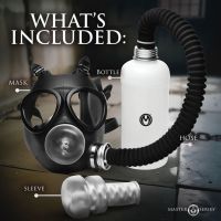 XR Brands Overload - Kit de máscara de gas con masturbador - Negro, imagen 4