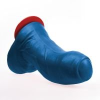 Fuck & Fist Buri XL - Dildo realista curvo con testículos - 27 cm - Azul, imagen 3