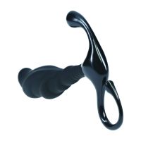 Levelz Masajeador de próstata de silicona estriado con anilla rígida - L - Negro, imagen 5