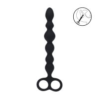 Levelz Sonda anal de silicona con bolas y doble anilla - Negro