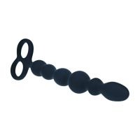 Levelz Sonda anal de silicona con bolas y doble anilla - Negro, imagen 4