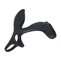 Levelz Anillo vibrador de silicona para pene y testículos con lazo para el tronco - Negro, imagen 2