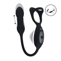 Levelz Cockring Tri O de silicona con vibración y vaivén y estimulador de próstata - Negro