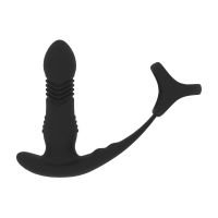 Levelz Masajeador de próstata de silicona con vibración y vaivén y cockring Tri O - Negro, imagen 3