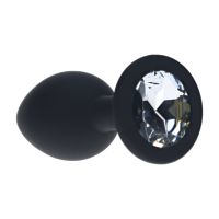 Ouch! Plug anal Diamond Round con gemas intercambiables Pequeño - Negro
