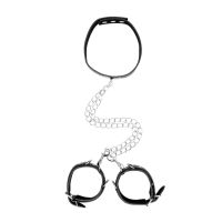 Ouch! Collar de cuero regenerado con esposas, imagen 2