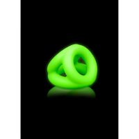 Ouch! Cockring con ball strap - Brilla en la oscuridad