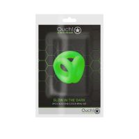 Ouch! Cockring con ball strap - Brilla en la oscuridad, imagen 2