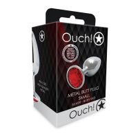 Ouch! Round Gem - Plug anal - Pequeño - Plateado/Rojo rubí, imagen 5