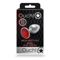 Ouch! Round Gem - Plug anal - Pequeño - Plateado/Rojo rubí, imagen 6