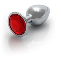 Ouch! Round Gem - Plug anal - Pequeño - Plateado/Rojo rubí, imagen 4