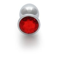 Ouch! Round Gem - Plug anal - Grande - Plateado/Rojo rubí, imagen 5