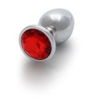 Ouch! Round Gem - Plug anal - Grande - Plateado/Rojo rubí, imagen 6