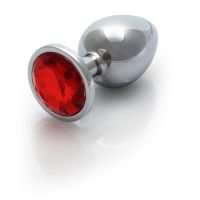 Ouch! Round Gem - Plug anal - Grande - Plateado/Rojo rubí, imagen 7