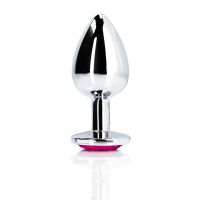 Ouch! Plug anal Heart Gem - Grande - Plateado/Rosa rubelita