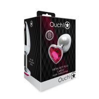 Ouch! Plug anal Heart Gem - Grande - Plateado/Rosa rubelita, imagen 5