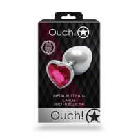 Ouch! Plug anal Heart Gem - Grande - Plateado/Rosa rubelita, imagen 6