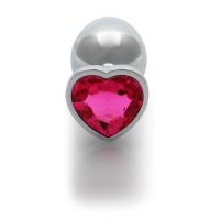 Ouch! Plug anal Heart Gem - Grande - Plateado/Rosa rubelita, imagen 2
