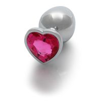 Ouch! Plug anal Heart Gem - Grande - Plateado/Rosa rubelita, imagen 3