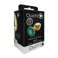 Ouch! Round Gem - Plug anal - Pequeño - Dorado/Verde esmeralda, imagen 5
