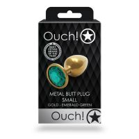 Ouch! Round Gem - Plug anal - Pequeño - Dorado/Verde esmeralda, imagen 6