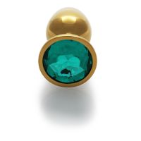 Ouch! Round Gem - Plug anal - Pequeño - Dorado/Verde esmeralda, imagen 2