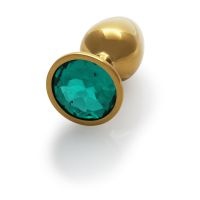 Ouch! Round Gem - Plug anal - Pequeño - Dorado/Verde esmeralda, imagen 3