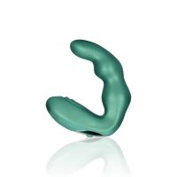 Ouch! Masajeador de próstata vibrante curvado con mando - Verde metálico, imagen 5