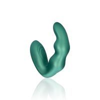 Ouch! Masajeador de próstata vibrante curvado con mando - Verde metálico, imagen 6