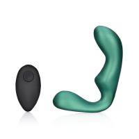 Ouch! Masajeador de próstata vibrador puntiagudo con mando a distancia - Verde metálico