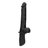 Ouch! Máquina sexual de mano de silicona líquida con vibración y embestida - Negro, imagen 3