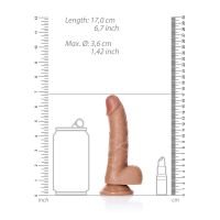 RealRock Dildo realista curvado con testículos y ventosa - 15,5 cm - Marrón claro, imagen 7