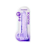 RealRock Dildo realista con testículos - 25,4 cm - Morado, imagen 2
