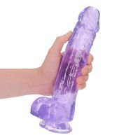 RealRock Dildo realista con testículos - 25,4 cm - Morado, imagen 6