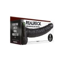 RealRock Arnés con dildo hueco vibrador con bolas - 23 cm - Negro, imagen 2