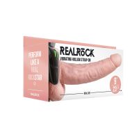 RealRock Arnés hueco vibrador con testículos - 23 cm - Carne, imagen 2