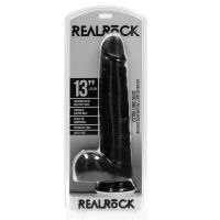RealRock Extra Large Dildo recto con testículos - 33 cm - Negro, imagen 2