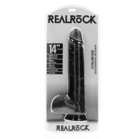 RealRock Extra Large Dildo recto con testículos - 35,5 cm - Negro, imagen 2