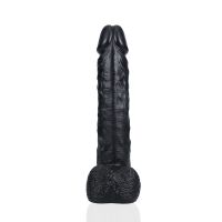 RealRock Extra Large Dildo recto con testículos - 35,5 cm - Negro, imagen 4