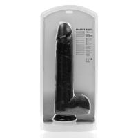 RealRock Extra Large Straight Dildo with Balls - 38 cm - Black, imagen 3