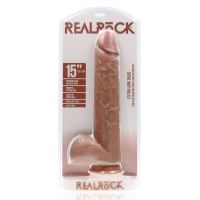 RealRock Extra Large Straight Dildo with Balls - 38 cm - Tan, imagen 2